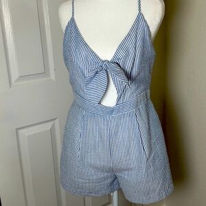 Everly Blue and White Striped Women Shorts